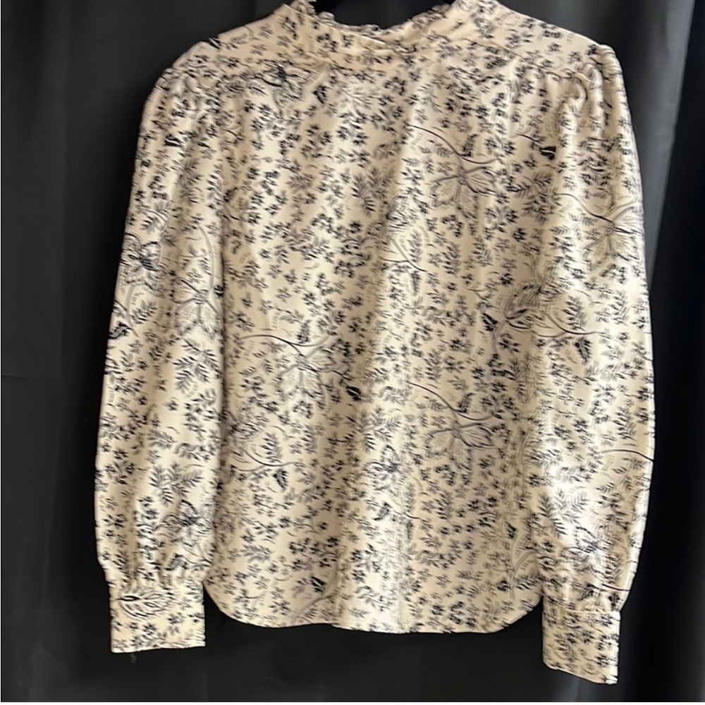 LOFT Small Floral Print Blouse - Black and White